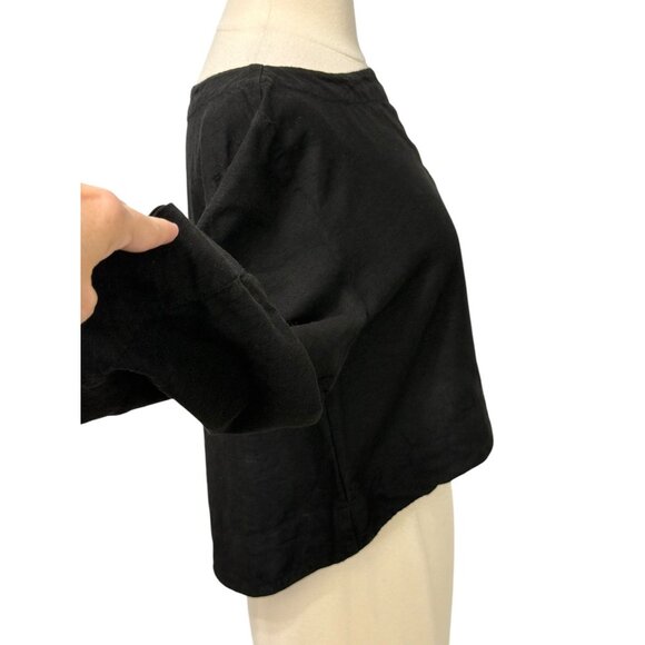 Laude the Label Popover Top Black Raw Silk Cropped Minimalist Boxy Modern Size S - Picture 5 of 9